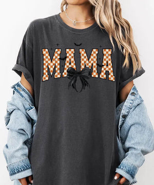 Spooky Bow MAMA Halloween Comfort Colors T-Shirt or Crewneck Sweatshirt - Woven Mama