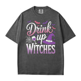 Drink Up Witches Halloween Comfort Colors T-Shirt or Crewneck Sweatshirt – Funny Spooky Season Shirt - Woven Mama