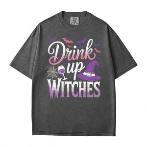 Drink Up Witches Halloween Comfort Colors T-Shirt or Crewneck Sweatshirt – Funny Spooky Season Shirt - Woven Mama