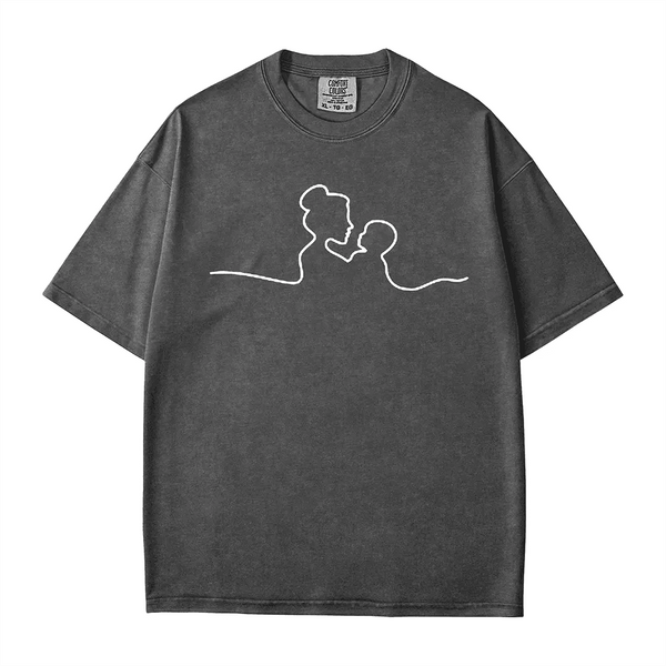 Mama Comfort Colors® T-Shirt – Minimalist Line Art Mother & Child - Woven Mama