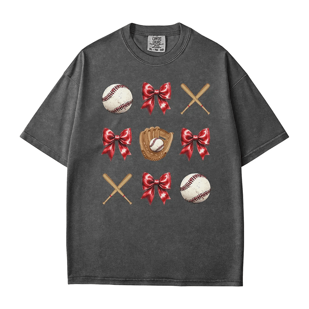 Coquette Bow Baseball T-Shirt – Baseball Mom Game Day Tee - Woven Mama