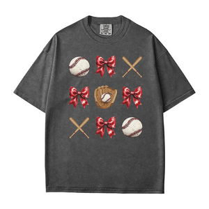 Coquette Bow Baseball T-Shirt – Baseball Mom Game Day Tee - Woven Mama