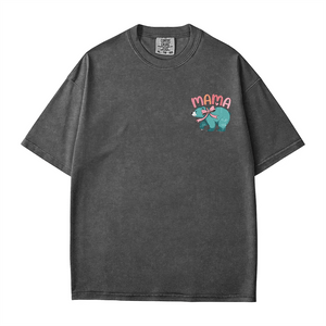 MAMA Comfort Colors® T-Shirt – Bear with Bow Pocket Print Mom Shirt - Woven Mama