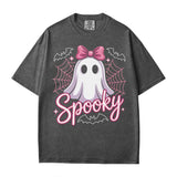 Spooky Ghost Mama Comfort Colors T-Shirt or Sweatshirt – Cute Halloween Pink Bow Ghost Shirt - Woven Mama