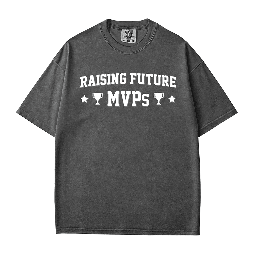 Raising Future MVPs T-Shirt – Sports Mom Tee in Bella+Canvas & Comfort Colors - Woven Mama
