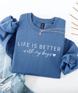 Life Is Better With My Girls, My Boys Custom Mom Sweatshirt – Personalized Kids’ Names - Woven Mama