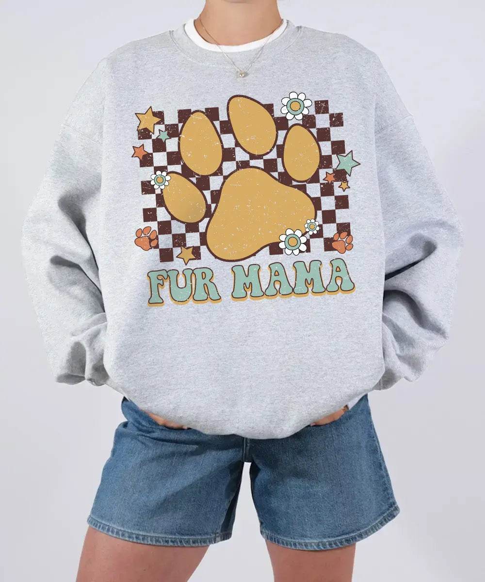 Retro Floral Fur Mama Shirt – Dog Mom Comfort Colors® Tee or Sweatshirt - Woven Mama