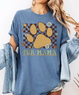 Retro Floral Fur Mama Shirt – Dog Mom Comfort Colors® Tee or Sweatshirt - Woven Mama