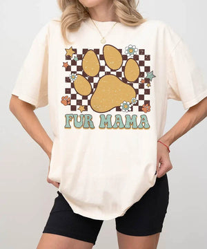 Retro Floral Fur Mama Shirt – Dog Mom Comfort Colors® Tee or Sweatshirt - Woven Mama