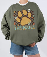 Retro Floral Fur Mama Shirt – Dog Mom Comfort Colors® Tee or Sweatshirt