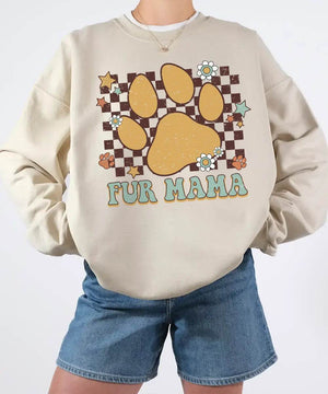 Retro Floral Fur Mama Shirt – Dog Mom Comfort Colors® Tee or Sweatshirt - Woven Mama