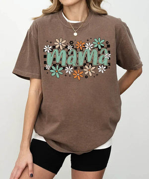 Retro Floral Mama Shirt – Vintage Floral Mom Comfort Colors® Tee or Crewneck Sweatshirt - Woven Mama