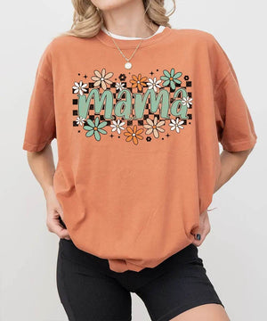 Retro Floral Mama Shirt – Vintage Floral Mom Comfort Colors® Tee or Crewneck Sweatshirt - Woven Mama