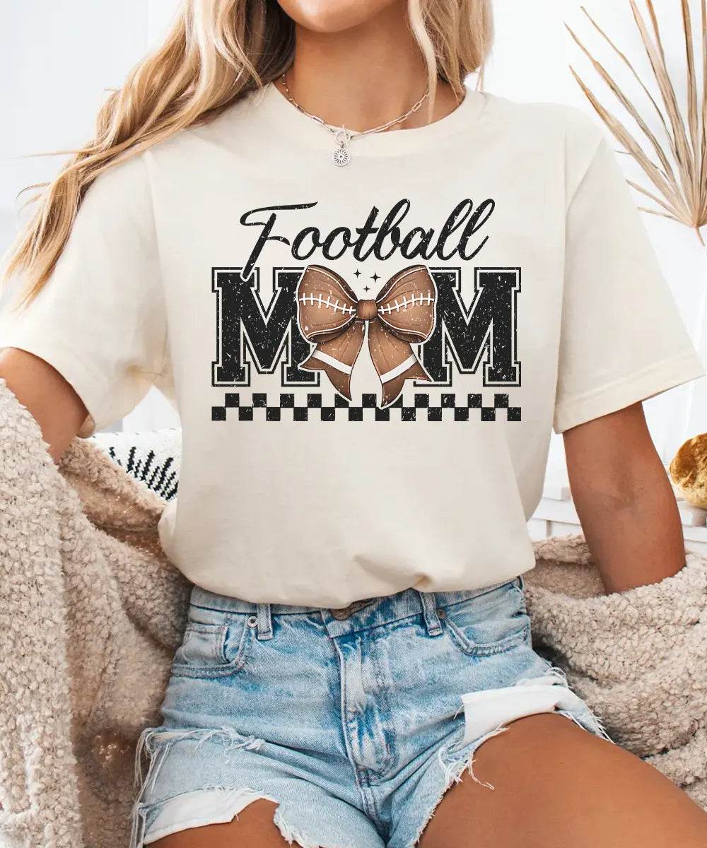Retro Football Mom Coquette Shirt – Cute Game Day Tee or Sweatshirt - Woven Mama
