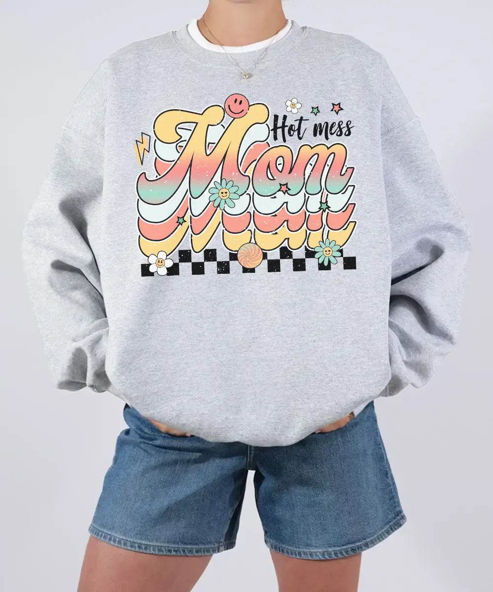 Retro Hot Mess Mom Shirt – Vintage Style Funny Mom Comfort Colors® Tee / Sweatshirt - Woven Mama