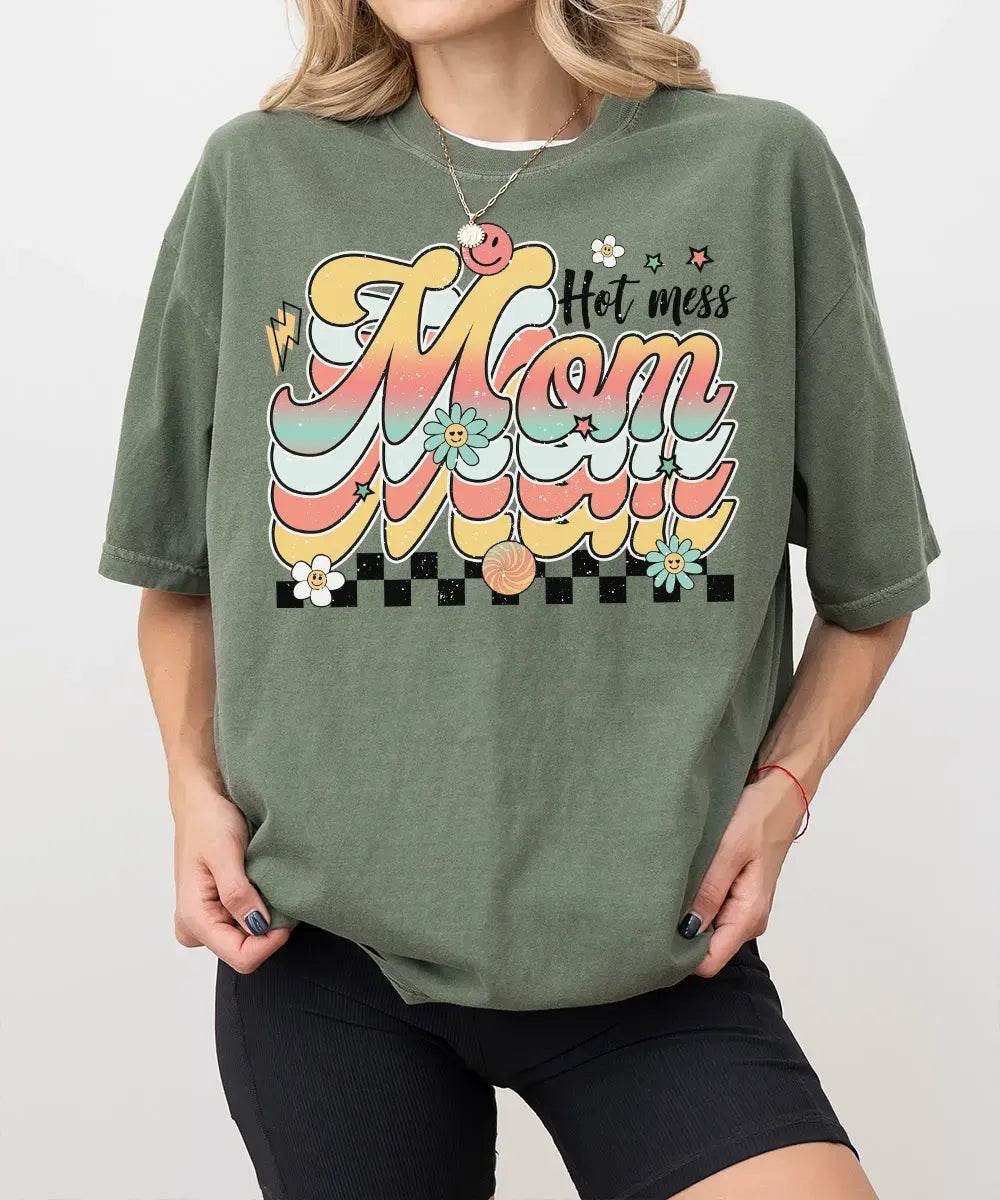 Retro Hot Mess Mom Shirt – Vintage Style Funny Mom Comfort Colors® Tee / Sweatshirt - Woven Mama