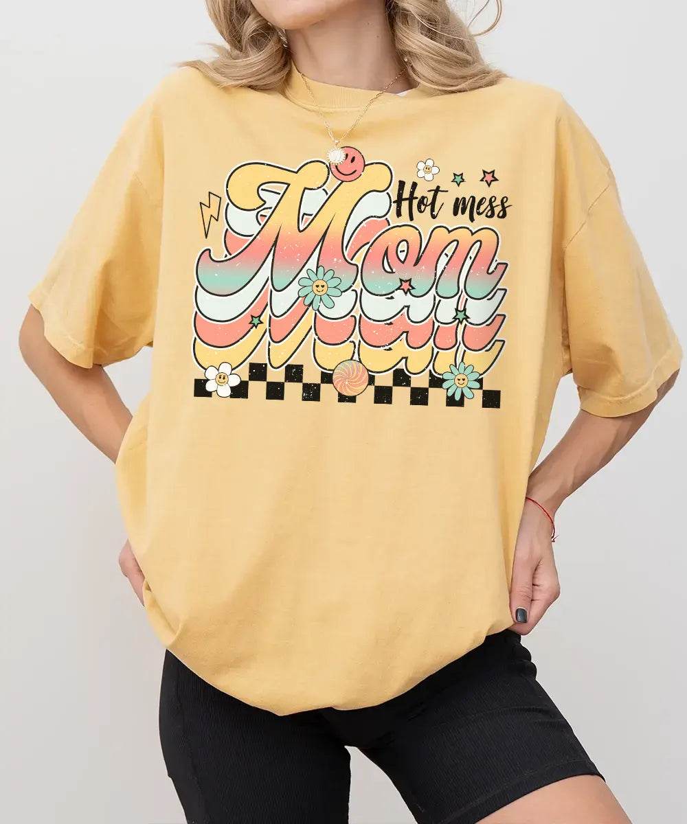 Retro Hot Mess Mom Shirt – Vintage Style Funny Mom Comfort Colors® Tee / Sweatshirt - Woven Mama