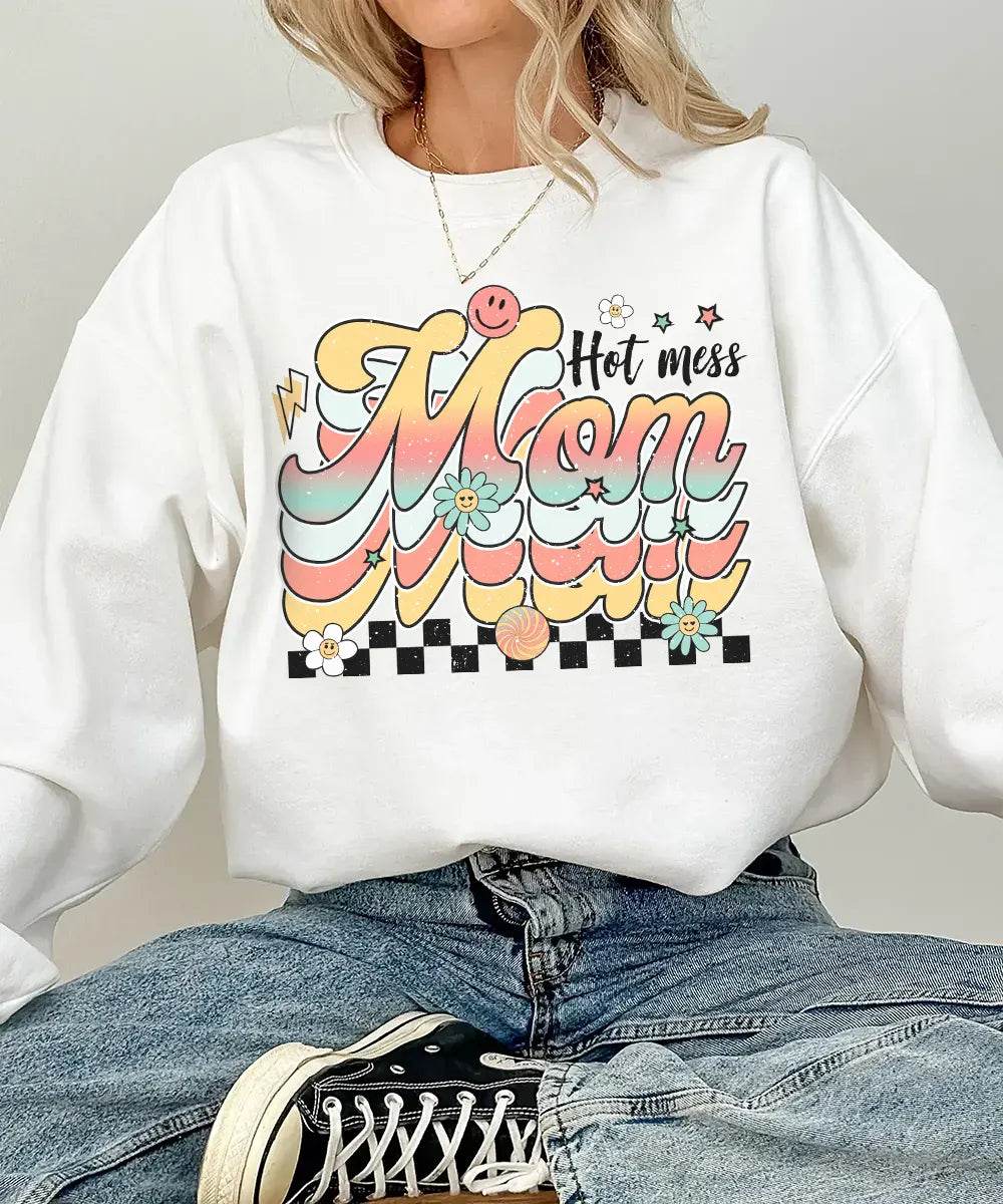 Retro Hot Mess Mom Shirt – Vintage Style Funny Mom Comfort Colors® Tee / Sweatshirt - Woven Mama