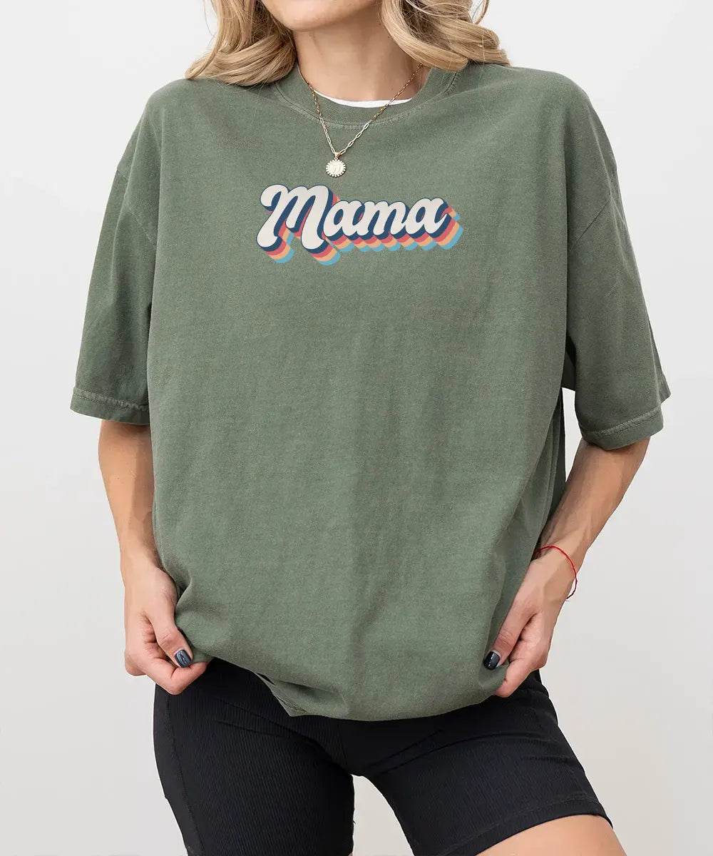 Retro Mama T-Shirt | Vintage Mom Comfort Colors® Tee | Cozy Sweatshirt for Moms - Woven Mama