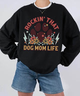 Rockin’ That Dog Mom Life Shirt – Retro Paw Comfort Colors® Tee or Sweatshirt - Woven Mama