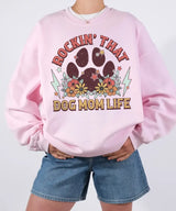 Rockin’ That Dog Mom Life Shirt – Retro Paw Comfort Colors® Tee or Sweatshirt
