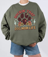 Rockin’ That Dog Mom Life Shirt – Retro Paw Comfort Colors® Tee or Sweatshirt