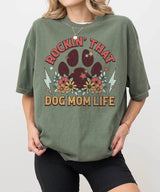 Rockin’ That Dog Mom Life Shirt – Retro Paw Comfort Colors® Tee or Sweatshirt - Woven Mama