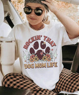 Rockin’ That Dog Mom Life Shirt – Retro Paw Comfort Colors® Tee or Sweatshirt - Woven Mama
