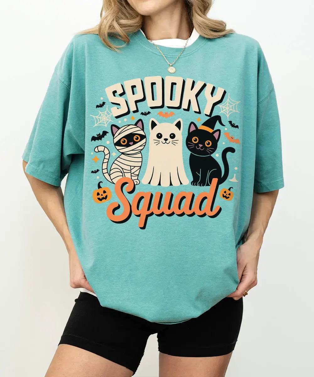 Spooky Squad Halloween Comfort Colors T-Shirt or Crewneck Sweatshirt – Cute Cats Mom Halloween Shirt - Woven Mama