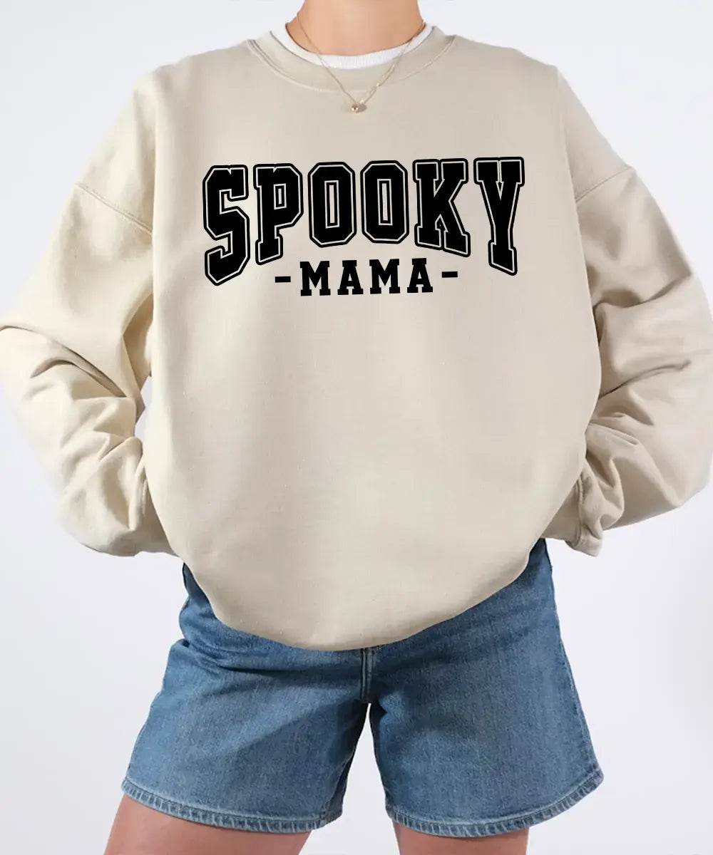 Spooky Mama Comfort Colors® T-Shirt or Crewneck Sweatshirt – Halloween Mom Shirt - Woven Mama