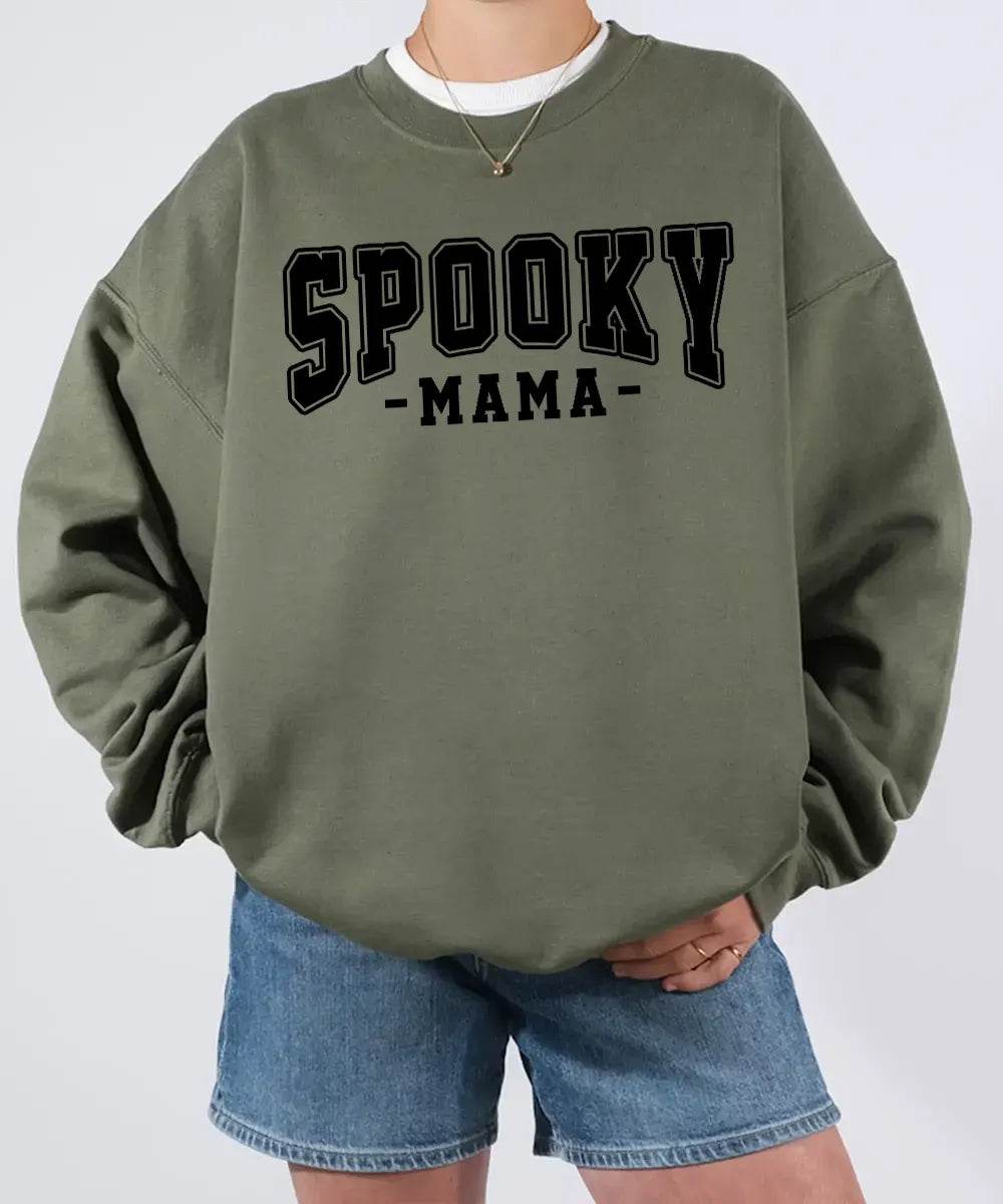 Spooky Mama Comfort Colors® T-Shirt or Crewneck Sweatshirt – Halloween Mom Shirt - Woven Mama