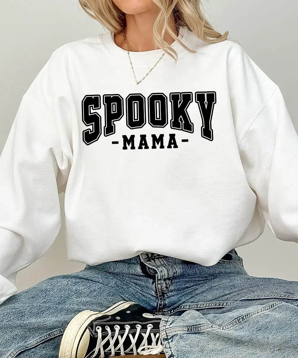Spooky Mama Comfort Colors® T-Shirt or Crewneck Sweatshirt – Halloween Mom Shirt - Woven Mama