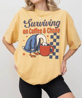 Surviving on Coffee & Chaos Retro Comfort Colors® Shirt – Funny Mom Tee or Sweatshirt - Woven Mama
