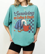 Surviving on Coffee & Chaos Retro Comfort Colors® Shirt – Funny Mom Tee or Sweatshirt - Woven Mama
