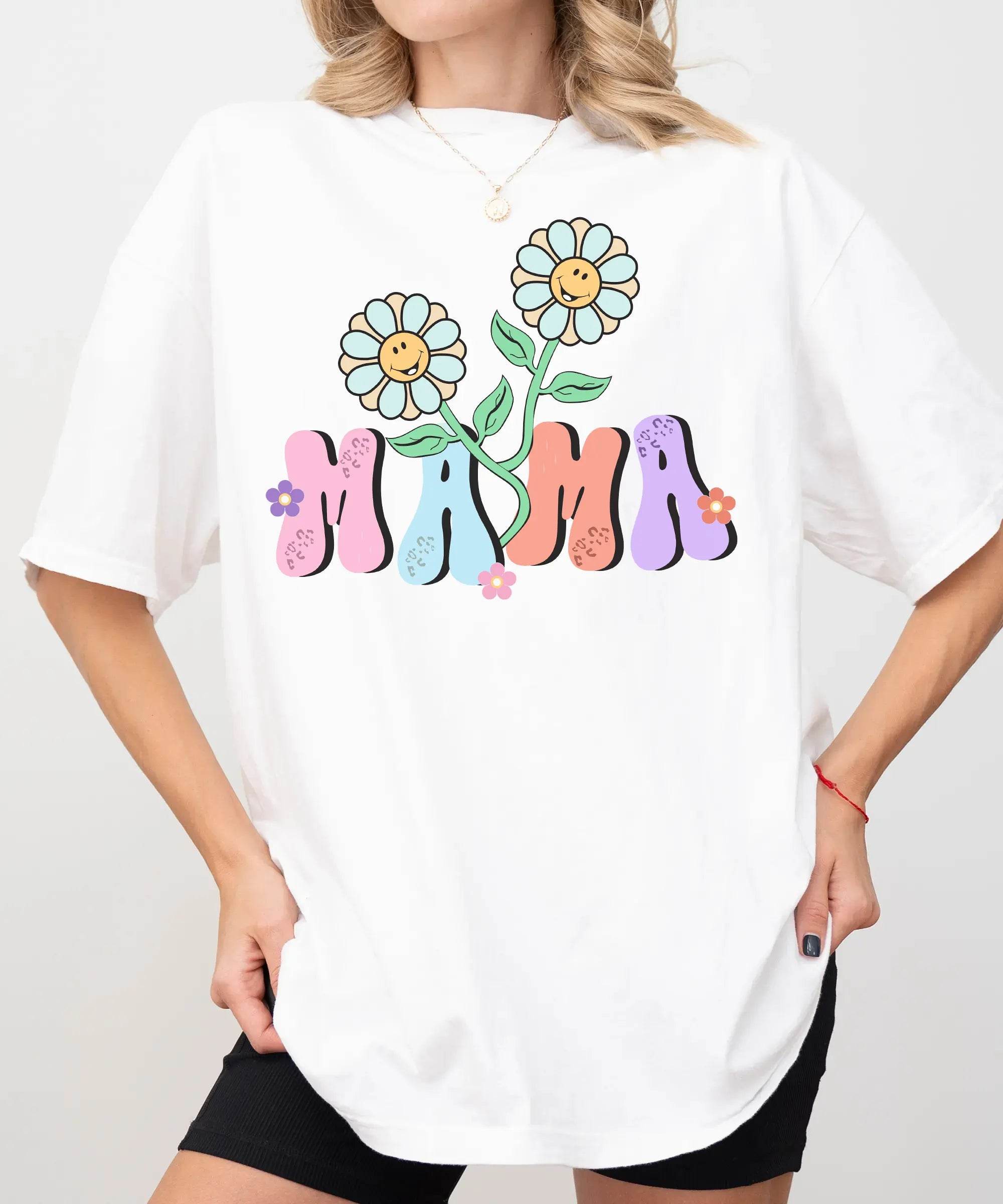 Colorful MAMA Comfort Colors® T-Shirt – Floral Mom Shirt - Woven Mama
