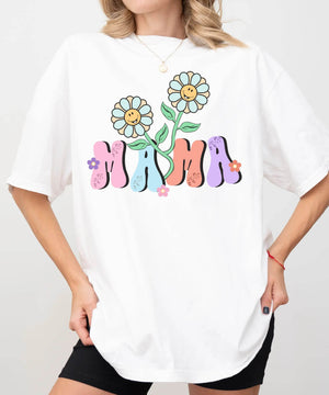 Colorful MAMA Comfort Colors® T-Shirt – Floral Mom Shirt - Woven Mama