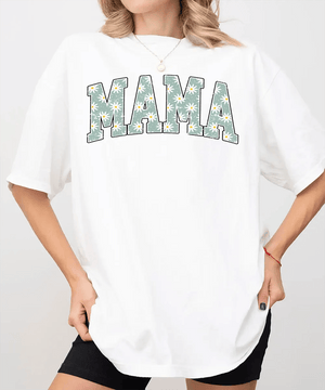 MAMA Comfort Colors® T-Shirt – Daisy Floral Mom Shirt - Woven Mama