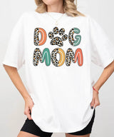 Dog Mom Comfort Colors® T-Shirt – Retro Leopard Letters with Paw Print - Woven Mama