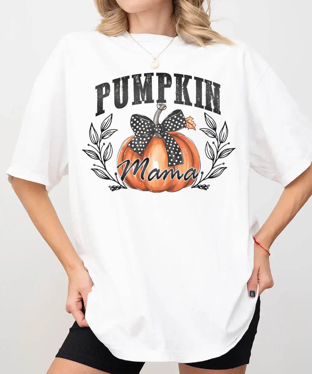 Pumpkin Mama Comfort Colors T-Shirt & Crewneck Sweatshirt – Fall Mom Graphic Tee - Woven Mama