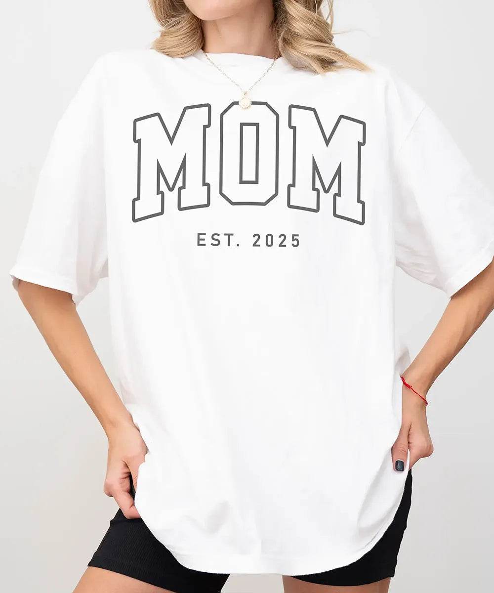 Custom MOM Comfort Colors® T-Shirt – Personalized Year “Est.” Tee - Woven Mama