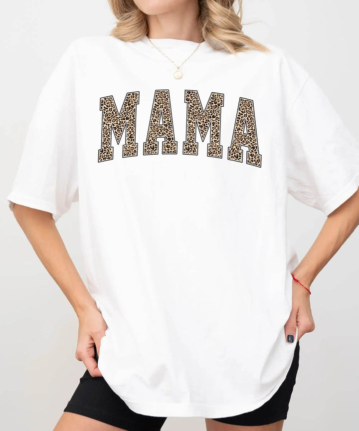 Leopard Print MAMA T-Shirt – Bold Comfort Colors Tee for Stylish Moms - Woven Mama