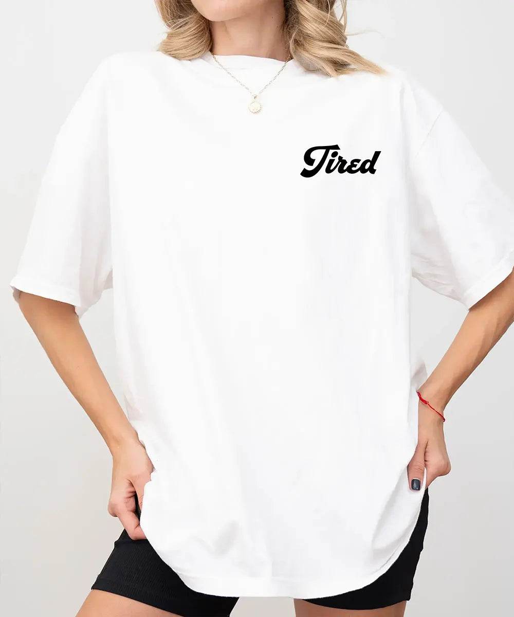 Tired Comfort Colors® T-Shirt – Minimalist Pocket Print Mom Shirt - Woven Mama