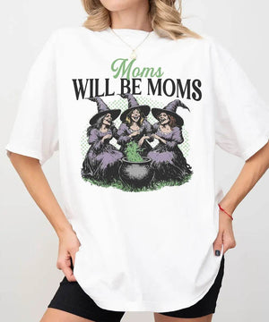 Moms Will Be Moms Comfort Colors T-Shirt or Crewneck Sweatshirt – Witchy Halloween Mom Shirt - Woven Mama