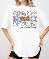 Spooky Mama Comfort Colors T-Shirt or Crewneck Sweatshirt – Colorful Halloween Pumpkin Mom Shirt - Woven Mama