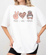 Peace Love Momlife T-Shirt – Leopard Print Comfort Colors Tee for Cool Moms - Woven Mama