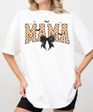 Spooky Bow MAMA Halloween Comfort Colors T-Shirt or Crewneck Sweatshirt - Woven Mama