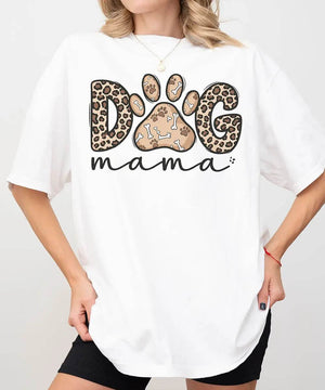 Dog Mama Comfort Colors® T-Shirt – Leopard Pet Mom Shirt - Woven Mama