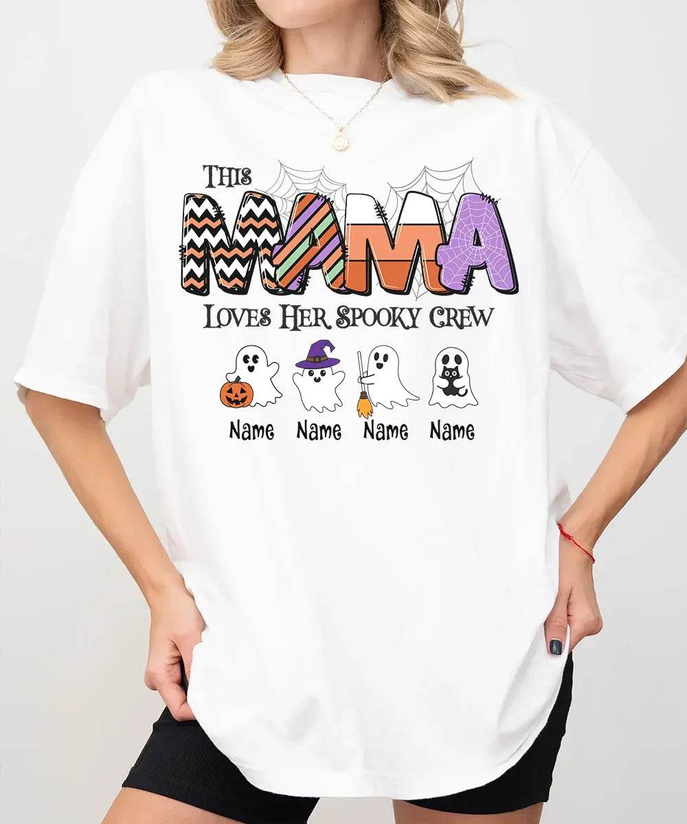 Custom Halloween Mama Comfort Colors T-Shirt or Crewneck Sweatshirt – This Mama Loves Her Spooky Crew - Woven Mama