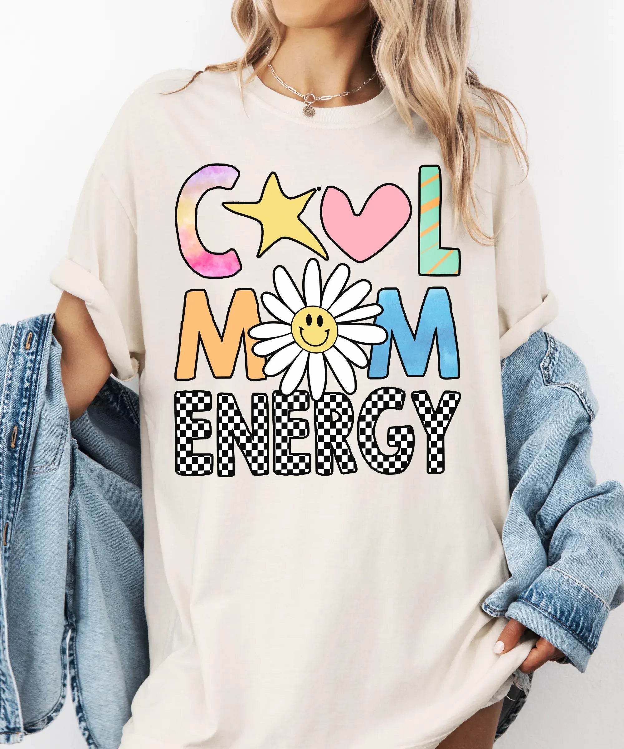 Cool Mom Energy T-Shirt – Trendy Mom Comfort Colors Tee - Woven Mama