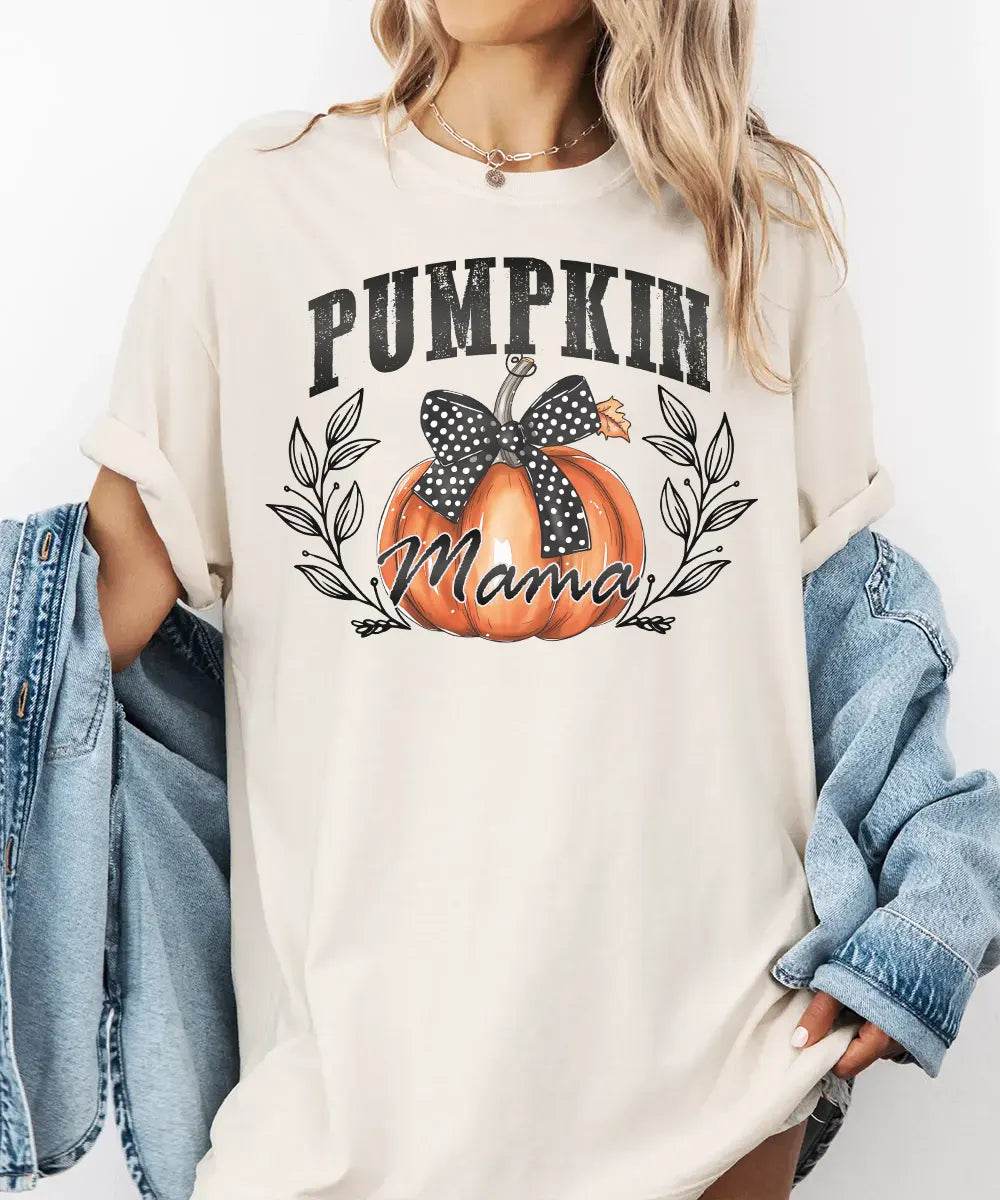 Pumpkin Mama Comfort Colors T-Shirt & Crewneck Sweatshirt – Fall Mom Graphic Tee - Woven Mama